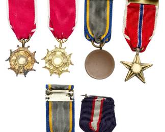 Lot of 6 Vintage Miniature Military Medals - Bronze Star, Sons of the Revolution, NJ National Guard