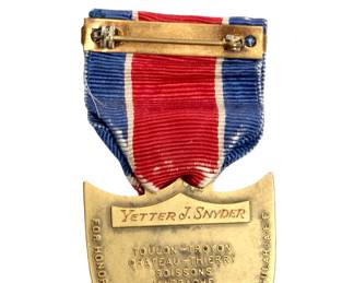 Rare Named WWI US Army Second Division Indianhead Commemorative Medal & Pin Yetter J. Snyder AEF Battle Honors