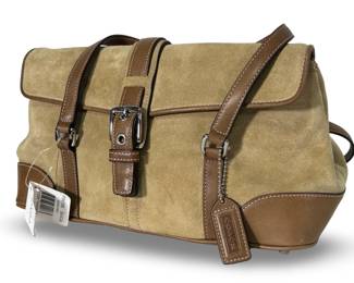 Vintage Coach Tan Suede & Leather Small Flap Satchel Bag Purse D04Q-6726 w/ Tags & Suede Care Kit