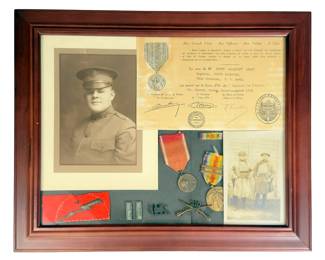 WWI 78th Division 310th Infantry US Army Soldier Edwin Woodruff Leary Framed Photo & Ephemera Collection - Verdun Medal, St. Mihiel, Meuse-Argonne