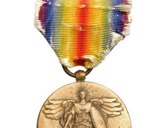WWI Victory Medal with Ribbon Bar, Art Metal Works, Medal Maker Marked
