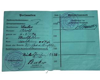 1933 Stahlhelm National Socialist German Frontkämpfer-Bund Membership Document with Photo - Adolf Lomler