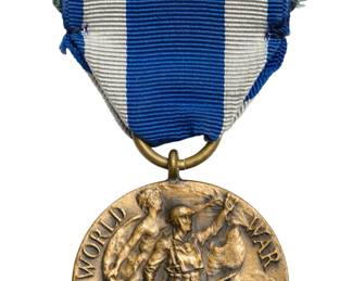 WWI New York State World War I Service Medal Numbered 33940 with Ribbon Bar