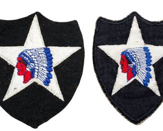 Original WWII US Army 2nd Infantry Division "Indianhead" Patch Lot - Two Variations