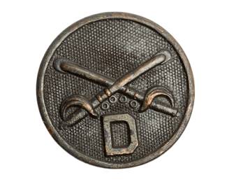 Authentic Late 19th Century US Army Cavalry Company D Collar Disc Insignia - Post Civil War Indian Wars Spanish-American War Era Militaria