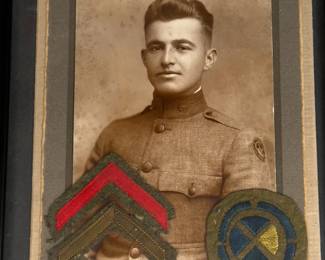 WWI US Army Soldier Portrait with 82nd Division & Sergeant Chevrons Framed Memorabilia