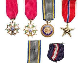 Lot of 6 Vintage Miniature Military Medals - Bronze Star, Sons of the Revolution, NJ National Guard