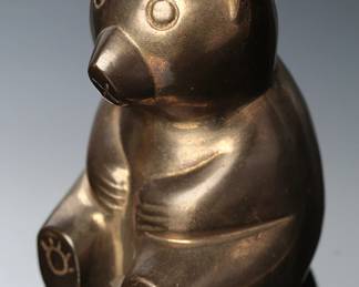 Vintage Mid-Century Modern (MCM) Solid Brass Stylized Bear Figurine / Paperweight
