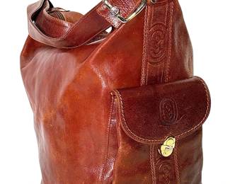Vintage Marino Orlandi Made in Italy Brown Leather Bucket Shoulder Bag Purse