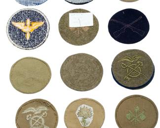 Original WWII US Army Enlisted Branch Insignia Lot (13 Pcs) - Air Corps, Infantry, Cavalry & More