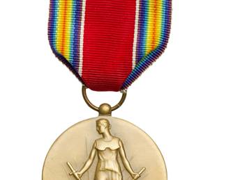 WWII Victory Medal with Original Box & Ribbon Bar - U.S. Military Award - Medallic Art Co. 1946
