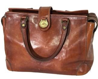 Vintage Brahmin Fairhaven Mass USA Brown Leather Satchel Bag Purse Made in USA