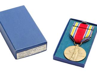 WWII Victory Medal with Original Box & Ribbon Bar - U.S. Military Award - Medallic Art Co. 1946