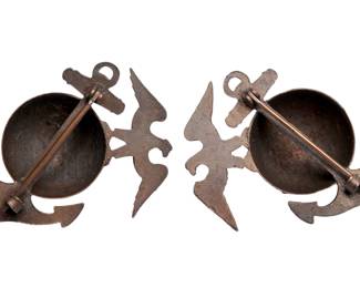 Pair Vintage USMC Marine Corps Collar Insignia Eagle Globe Anchor EGA WWII Korean War Era Pinback