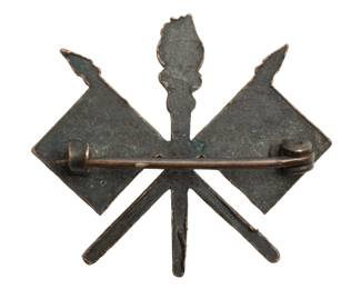 WWI US Army Signal Corps Collar Disc Insignia, Crossed Flags & Torch, Doughboy Era