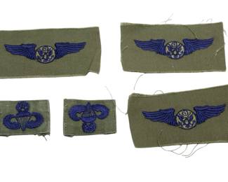 Lot of 5 Vietnam War In-Country Made Patches - US Army Master Aviator & US / ARVN Parachutist Wings