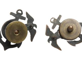 Lot of Two Vintage US Marine Corps EGAs, Screwback, Pre-WWII Era