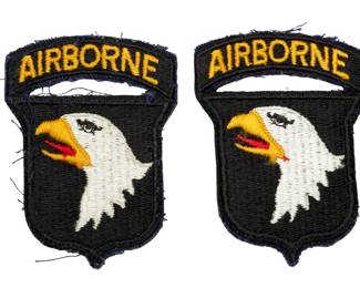 Original WWII 101st Airborne "Screaming Eagle" Patch Pair - Type 7 Attached Tab