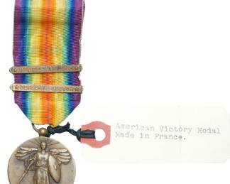 WWI American Victory Medal with Meuse-Argonne & Defensive Sector Battle Clasps, Made in France