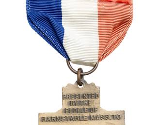 WWII Barnstable, Massachusetts Patriotic Service Medal with Ribbon and "Pro Patria" Bar - Crisp & Dunn Mfg