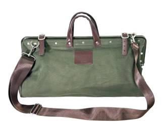 Line of Trade No. 0312 Large Travel Shoulder Bag, Army Green Canvas & Leather