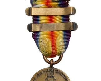 WWI Miniature Victory Medal with Cambrai & Defensive Sector Clasps -