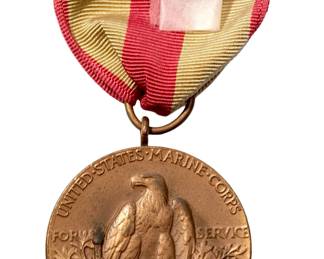 Original Pre-WWII USMC Marine Corps Expeditionary Medal - Split Wrap Brooch