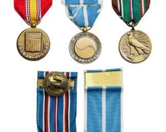 Lot of 5 US Military Miniature Medals - WWII, Korea, National Defense - American Campaign, European-African-Middle Eastern Campaign, Korean Service