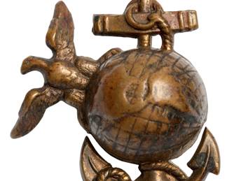 Vintage USMC Marine Corps Enlisted EGA Emblem Screw-Back Antique Bronzed WWI WWII Era Military Insignia