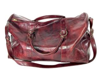 Vintage I Medici Firenze Italian Leather Travel Duffel Bag Oxblood Burgundy Green Monogram