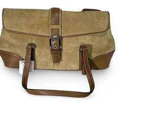 Vintage Coach Tan Suede & Leather Small Flap Satchel Bag Purse D04Q-6726 w/ Tags & Suede Care Kit
