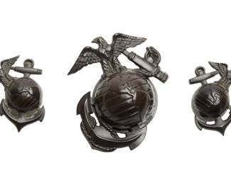 Vintage WWII Era US Marine Corps EGA Insignia Grouping - Plastic and Metal Examples