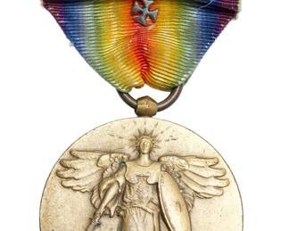 Original WWI US Victory Medal with France Clasp & Bronze Maltese Cross – Historic Military Award