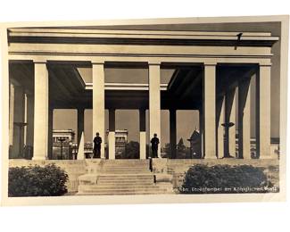 WWII German Third Reich RPPC Postcard: Munich Ehrentempel SS Honor Guard, 1930s Hindenburg Stamp, Propaganda Postmark, Kurrent Script