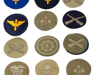 Original WWII US Army Enlisted Branch Insignia Lot (13 Pcs) - Air Corps, Infantry, Cavalry & More