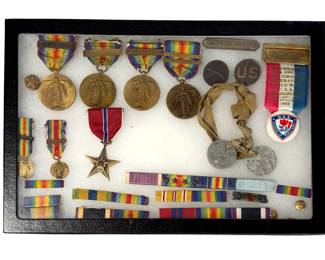 WWI Medal Grouping, Dog Tags Nathan Johnson, Bronze Star David L. Johnson, Possible Two Generation Set