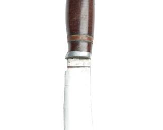 Vintage Marble's Ideal Hunting Knife with Leather Handle & Aluminum Pommel - 10in Overall
