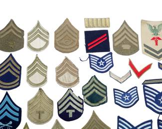 Huge Lot of 50+ WWI, WWII & Cold War US Military Rank Chevrons & Insignia - Army, Air Force, Navy