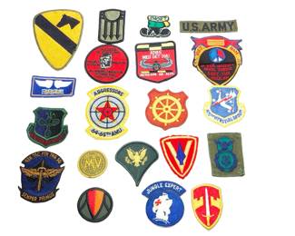 US Military Patch Collection (20 pcs) - WWI & Vietnam War Era - 1st Cavalry, USAF & Novelty