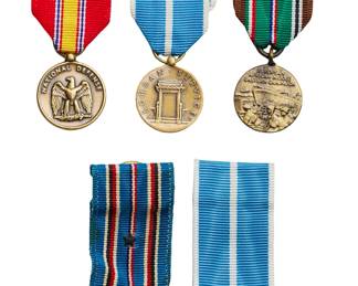 Lot of 5 US Military Miniature Medals - WWII, Korea, National Defense - American Campaign, European-African-Middle Eastern Campaign, Korean Service