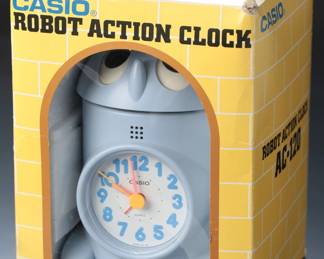 Vintage 1985 Casio AC-120 Robot Action Alarm Clock - New Old Stock, Complete in Box