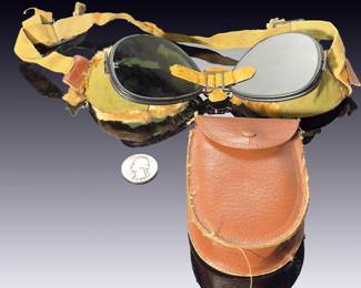 Original WWI U.S. Army Model 1917 Resistal Flight & Motorcycle Goggles with Case