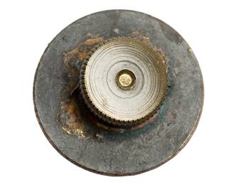 Authentic WWI US Army "4 B" Blackened Bronze Infantry Collar Disk - Company B, 4th Infantry Regiment - Military Collectible (Bent Post)