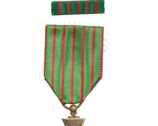 WWI French Croix de Guerre Medal Grouping with Ribbon Bar, Commemorative Bar, and Rosette