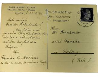 WWII 1942 Max Baur Photo Postcard of Speer's Reich Chancellery Mosaiksaal, Postally Used Berlin to Coburg