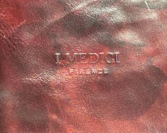 Vintage I Medici Firenze Italian Leather Travel Duffel Bag Oxblood Burgundy Green Monogram
