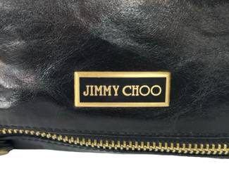 Authentic Jimmy Choo Black Patent Leather Ramona Tote Bag Purse Y2K Era Gold Hardware