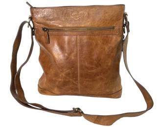Vintage Rawlings 100% Genuine Leather Shoulder Bag Purse, Brown Leather, Striped Liner, Gold Tone Hardware, Made in India