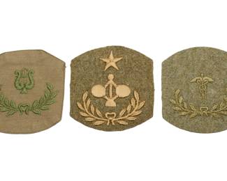 Lot of 3 WWI - WWII US Army Officer Cap Insignia - Brigadier General Staff, Band & Medical