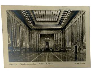 WWII 1942 Max Baur Photo Postcard of Speer's Reich Chancellery Mosaiksaal, Postally Used Berlin to Coburg